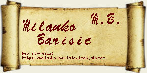 Milanko Barišić vizit kartica